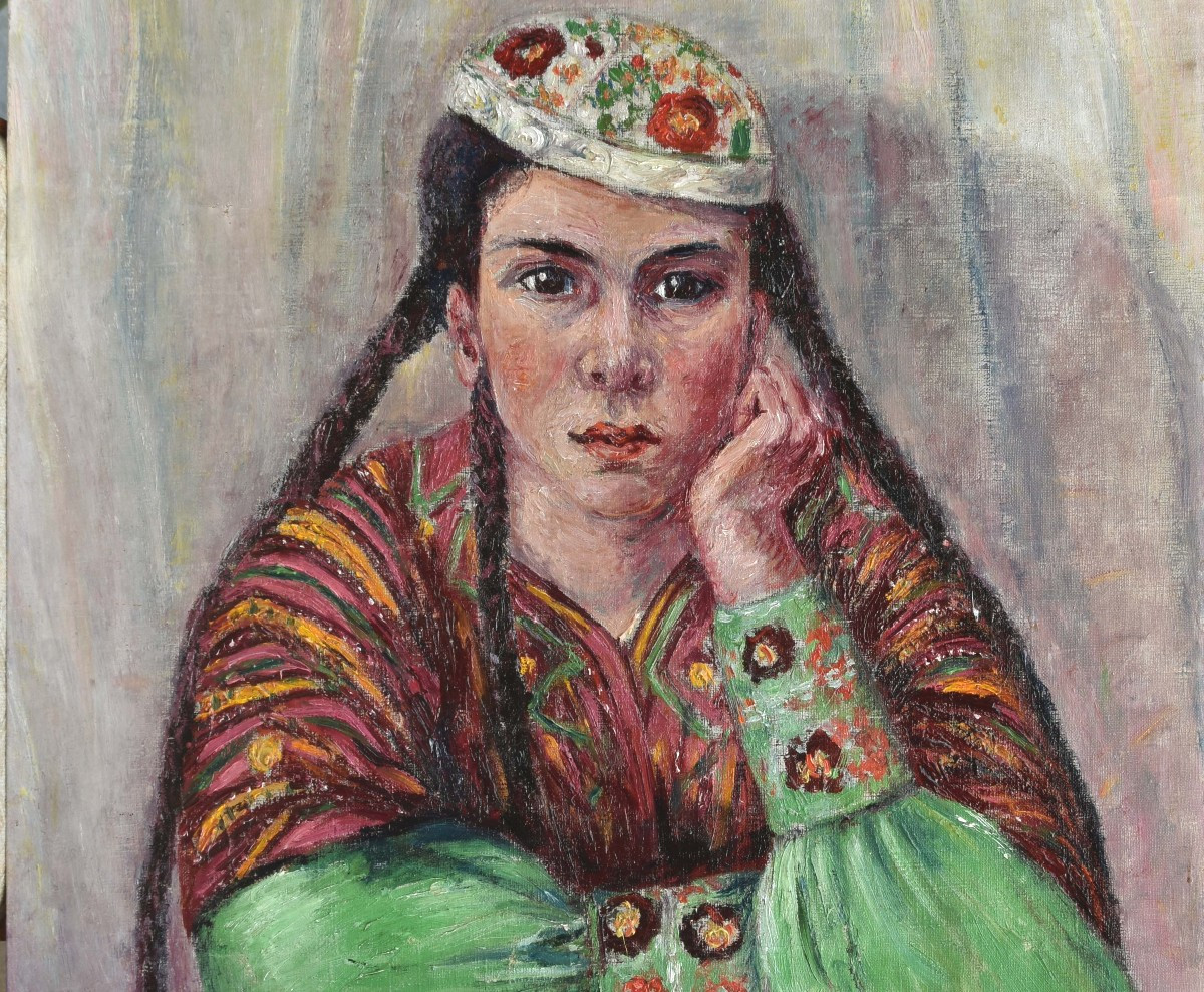 M. Sevastianova (?) "woman In "mockba"" 1939 Oil On Canvas 64x53-photo-1